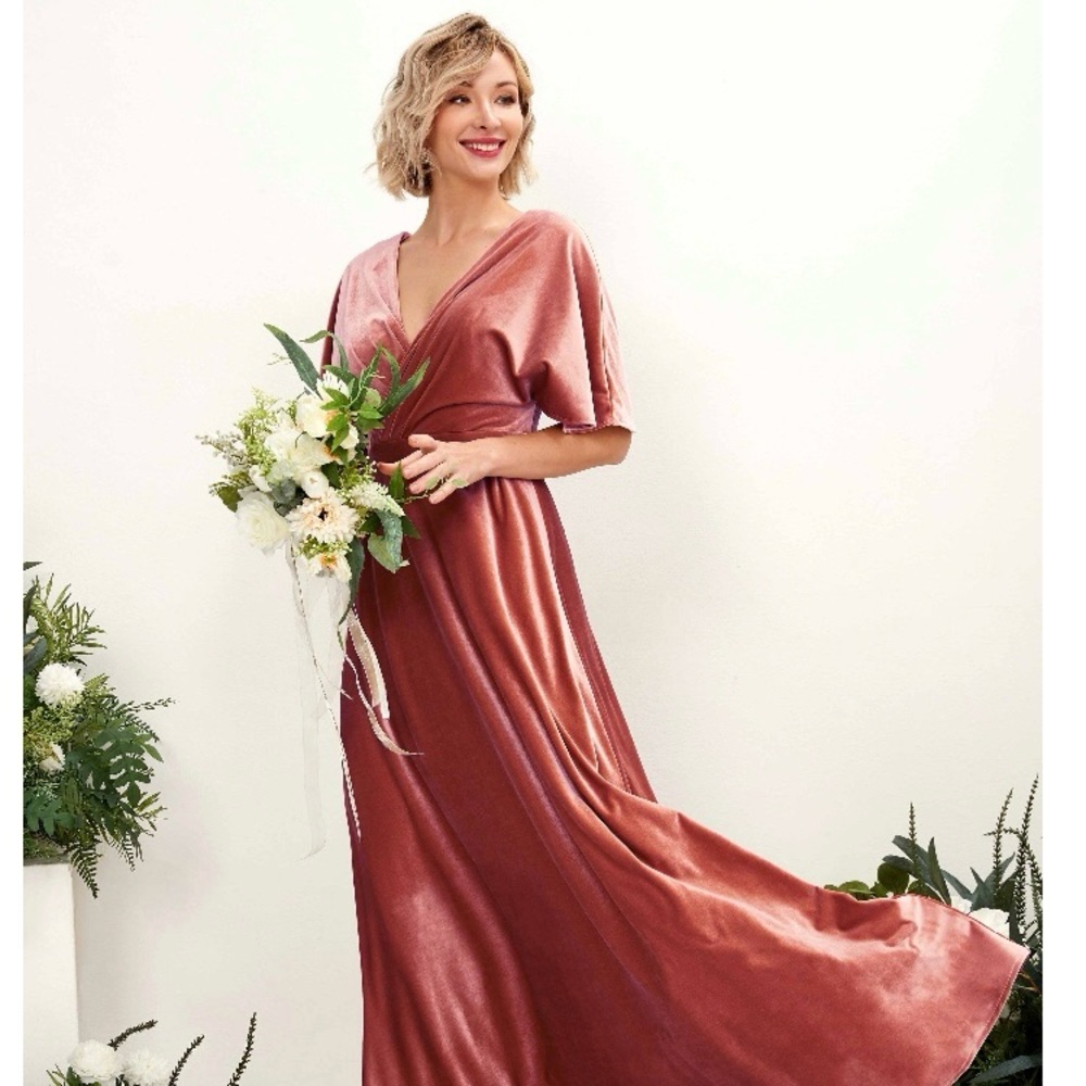 Carlyna Dusty Rose Size 6 Erica Velvet Bridesmaid or Mother of the Bride Dress